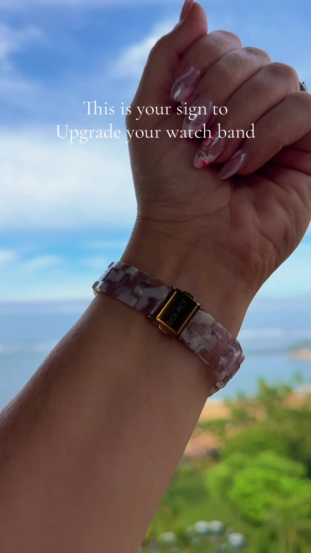 TikTok post by @m.d.gibbs for Solace Bands. Caption reads: Don’t let an ugly band ruin your look @Solace....