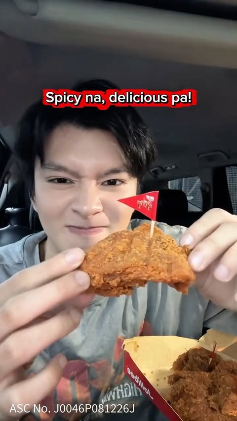 Instagram post by @monnsamonte for Jollibee. Caption reads: [...] rainy weather. spicy na, delicious pa!....