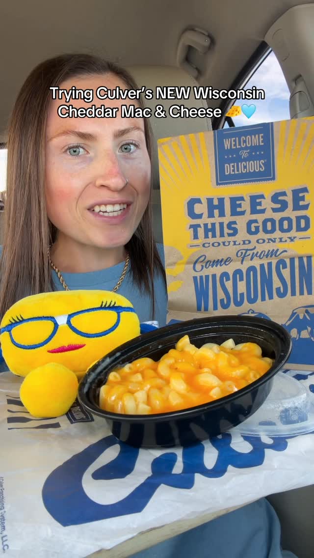 Instagram post by @morganchomps for Culver’s. Caption reads: Culver’s has mac and cheese now! 🧀 Would you try....