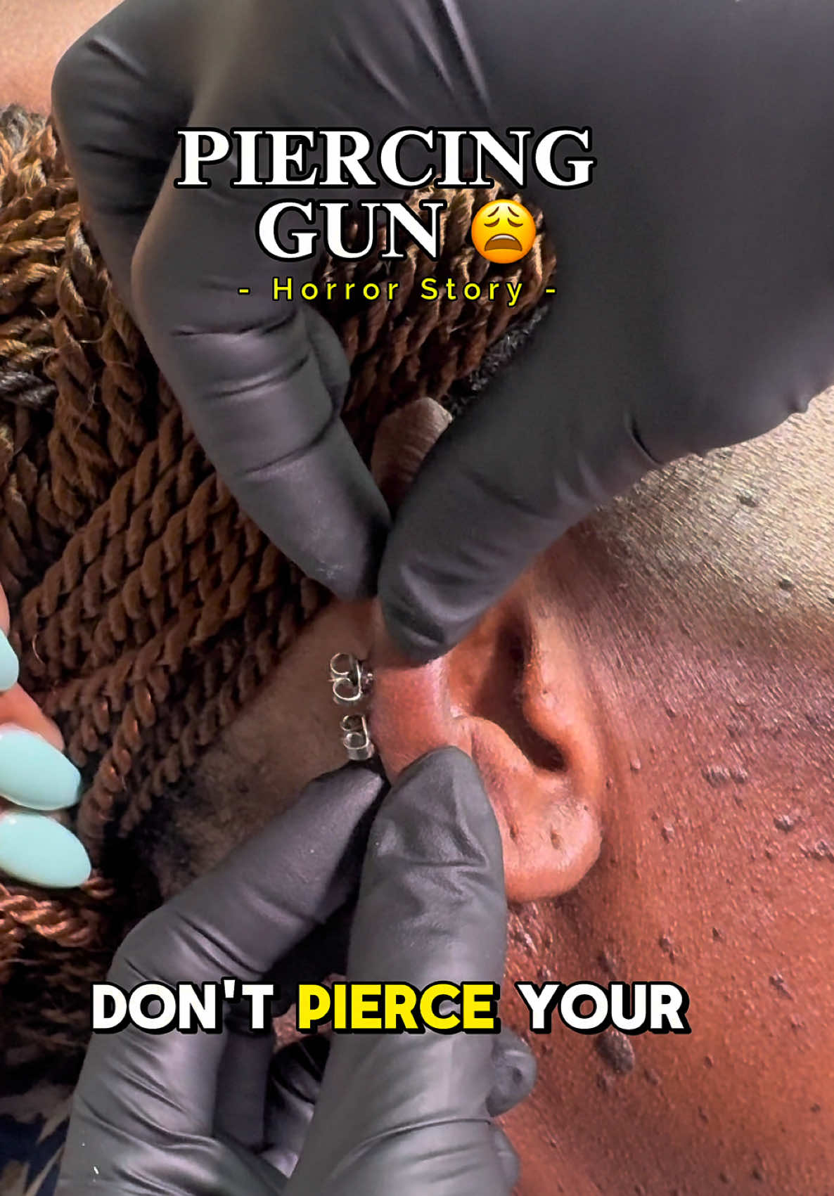 TikTok post by @anamarpiercings for Base Laboratories. Caption reads: [...] is so dangerous 😩😔 Aftercare by @Base....