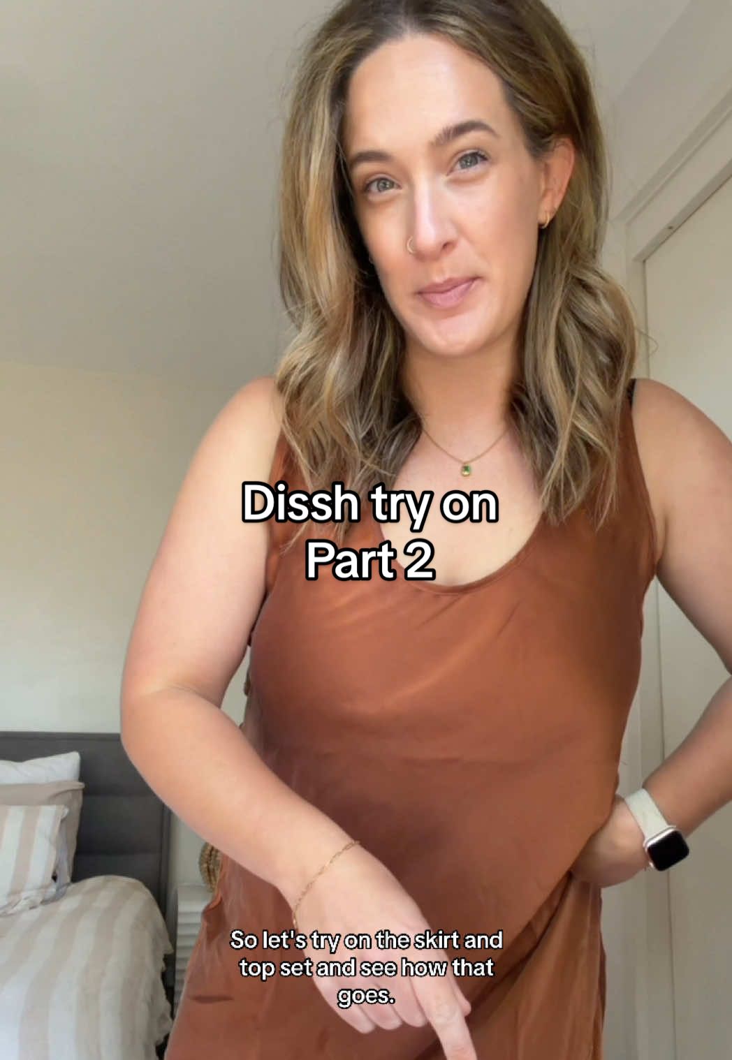 TikTok post by @itsgeorgialouise for DISSH. Caption reads: [...] linked on my LTK in my bio 🤎 @DISSH #tryon....