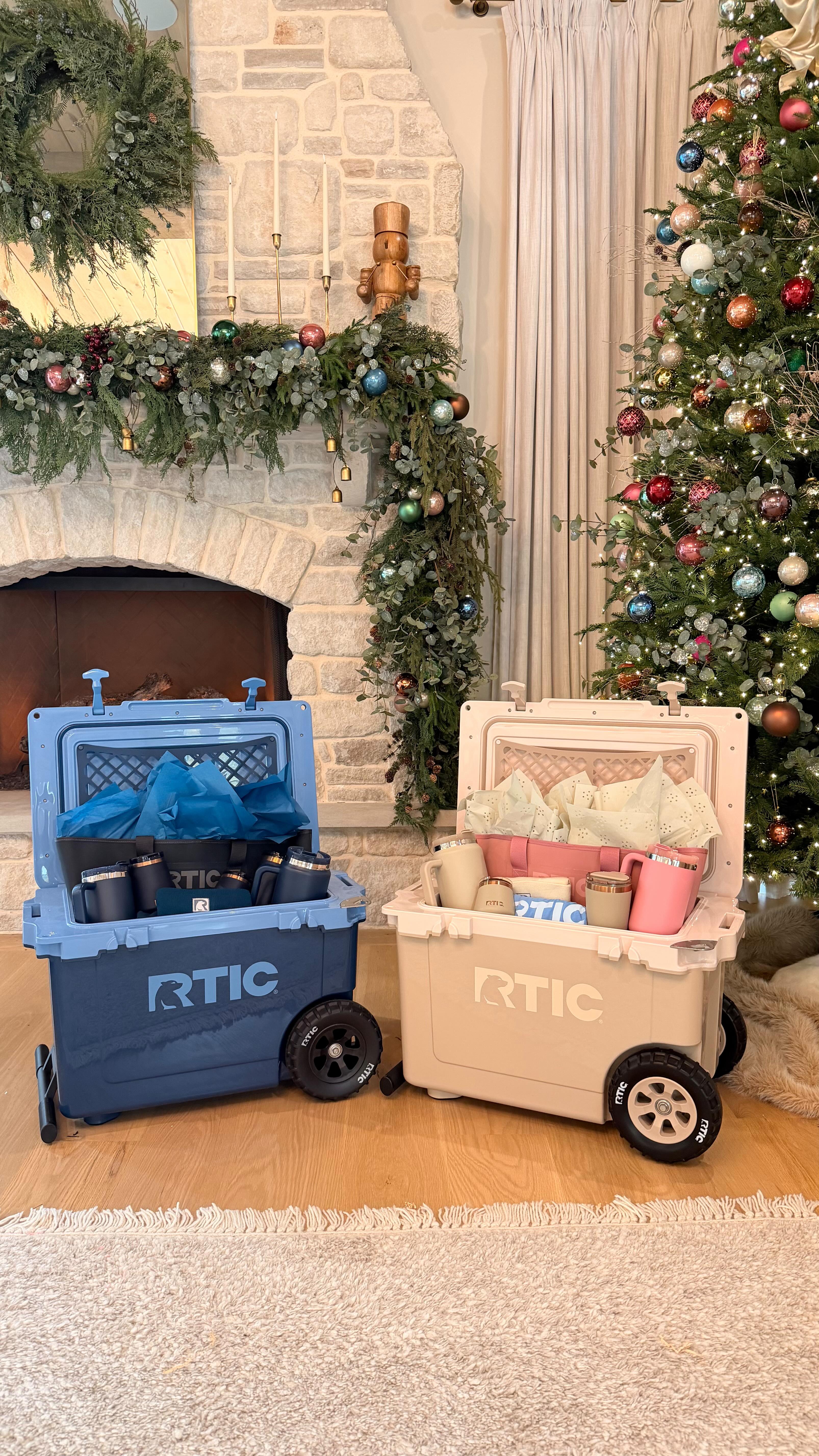 Instagram post by @ashleymariesavage for RTIC Outdoors. Caption reads: [...] coolers to cozy morning tumblers....