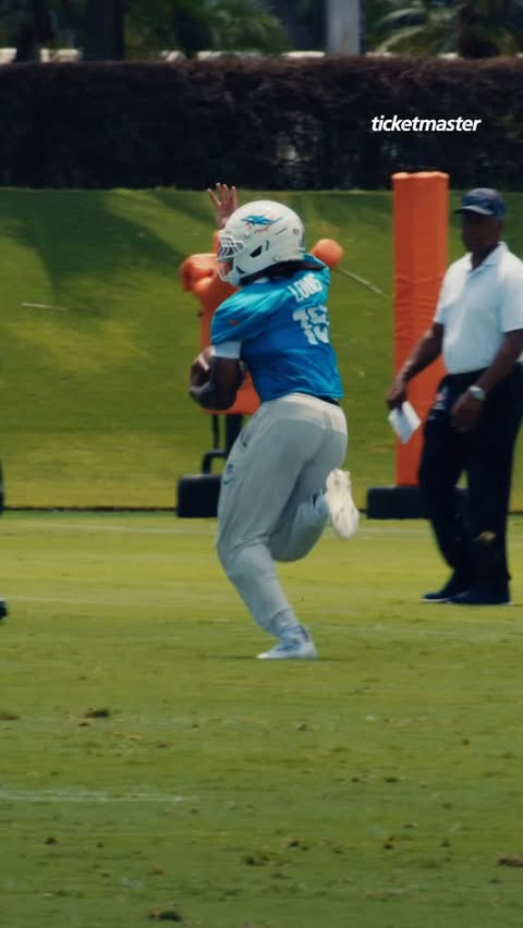 Instagram post by @k.009rr for Ticketmaster. Caption reads: Come for the pick, stay for the celly 🐬⬆️ 🏈....