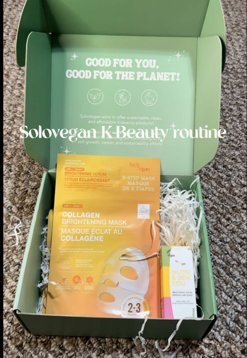 TikTok post by @goldengirljocelyn for SoloVegan. Caption reads: [...] Serum underneath for extra moisture. —....