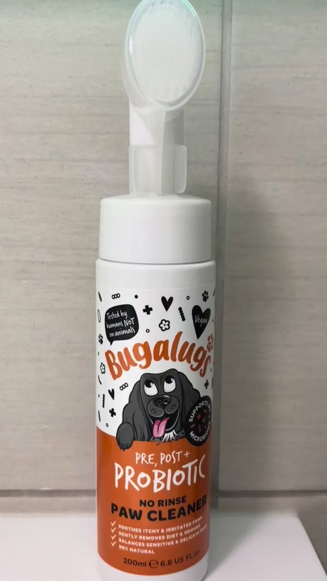 Instagram post by @binkyandbentley for Bugalugs Pet Care. Caption reads: [...] - all with natural ingredients.....