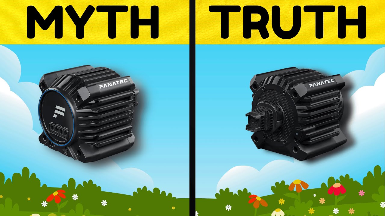 YouTube post by @Kireth for MOZA Racing. Caption reads: The Biggest Myth In Sim Racing - That's Making....