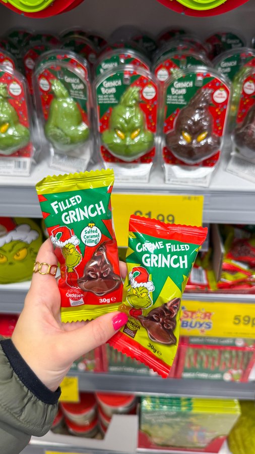 Instagram post by @magicalfindsuk for Home Bargains. Caption reads: Grinchmas is back at Home Bargains 🎅🏻💚🎄✨

Home....