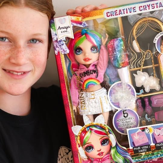 Instagram post by @little_addi_bear for The Connect Agency. Caption reads: Rainbow High Creative Crystals Amaya is now....
