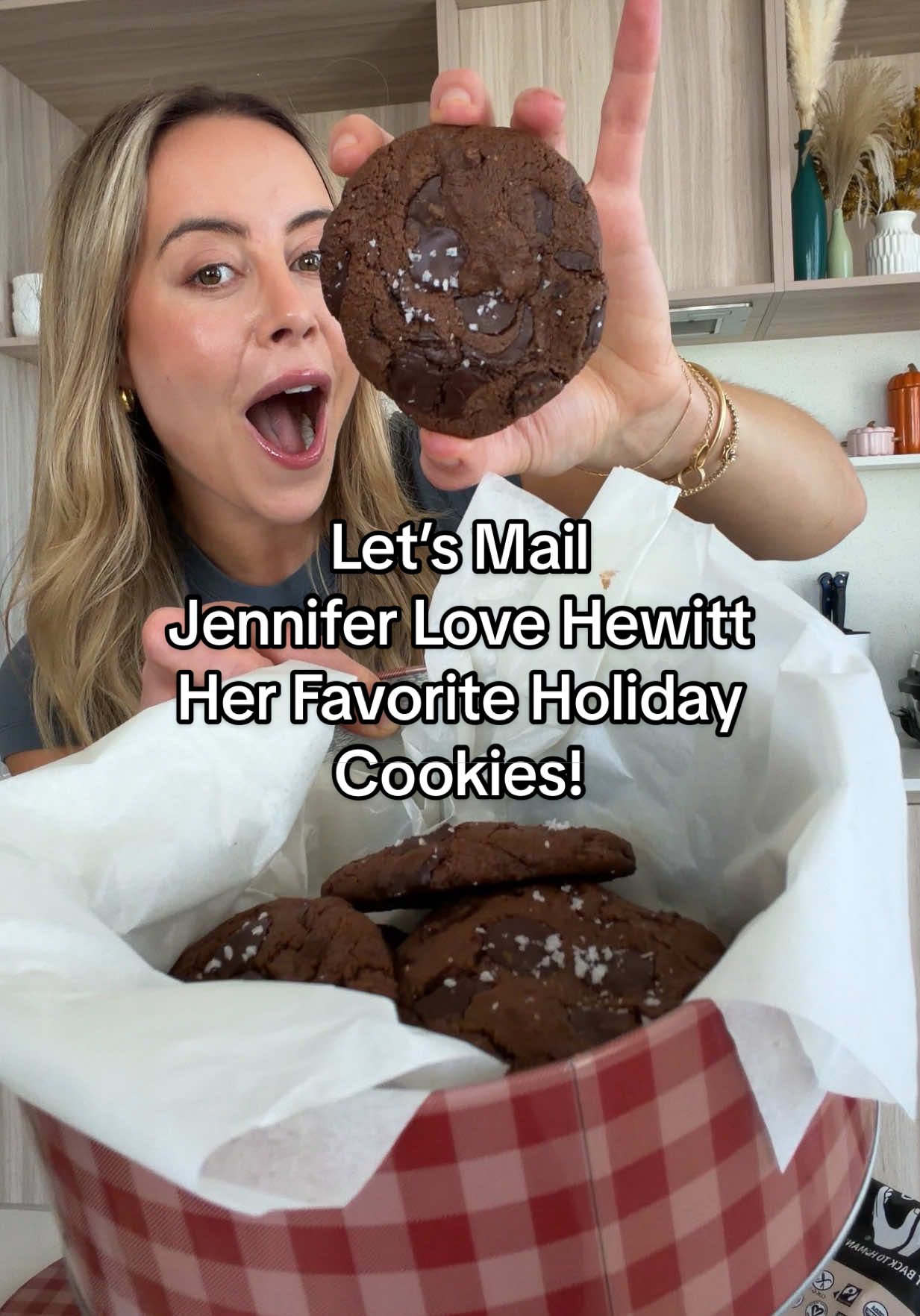 TikTok post by @chefbae for Hu Kitchen. Caption reads: when #JenniferLoveHewitt wants her favorite....