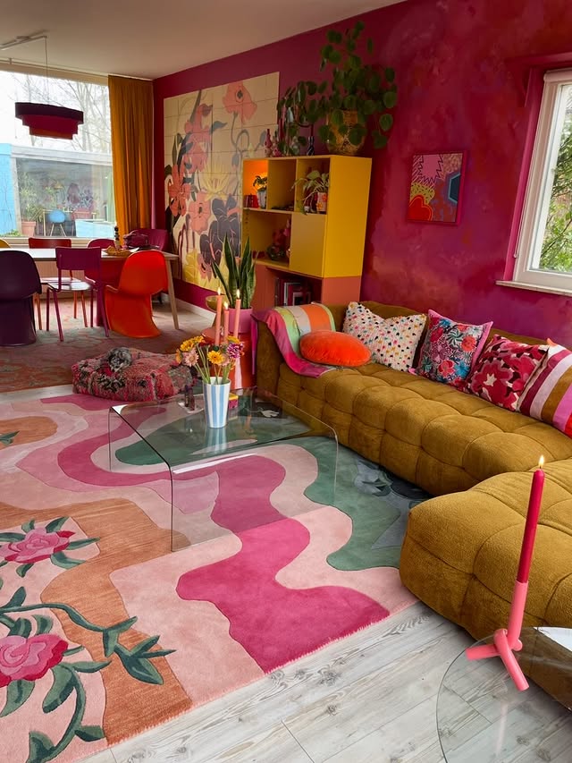 Instagram post by @colorful_kimmes for Maia Homes. Caption reads: Ad📸🏡Home, where colors daydream and the floor....