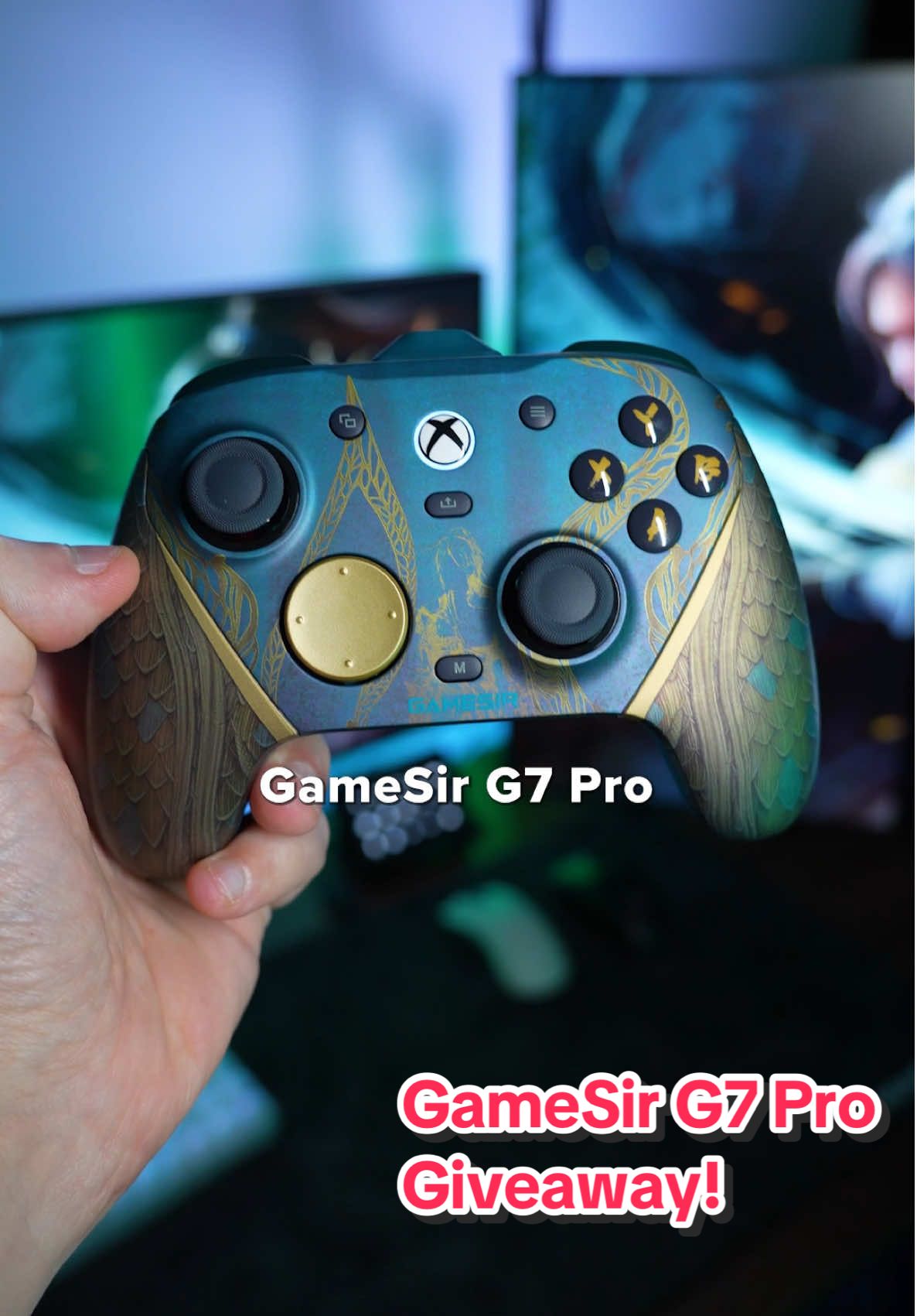 TikTok post by @wavystv for GameSir. Caption reads: I’m giving away x5 GameSir G7 Pro Wuchang edition....