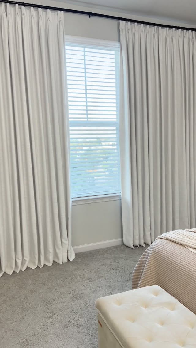 Instagram post by @claritacastillo.blogger for Twopagescurtains. Caption reads: Can’t believe how much these curtains changed the....