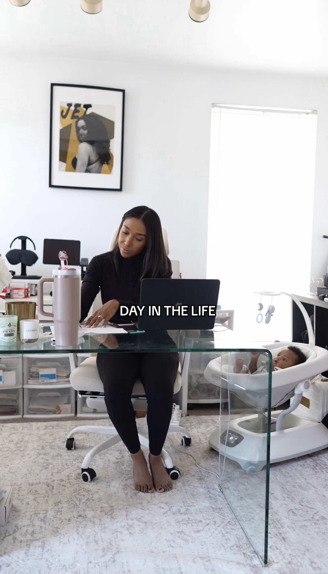 TikTok post by @melrwhite for Graco. Caption reads: As a busy mompreneur, I feel the @graco baby....