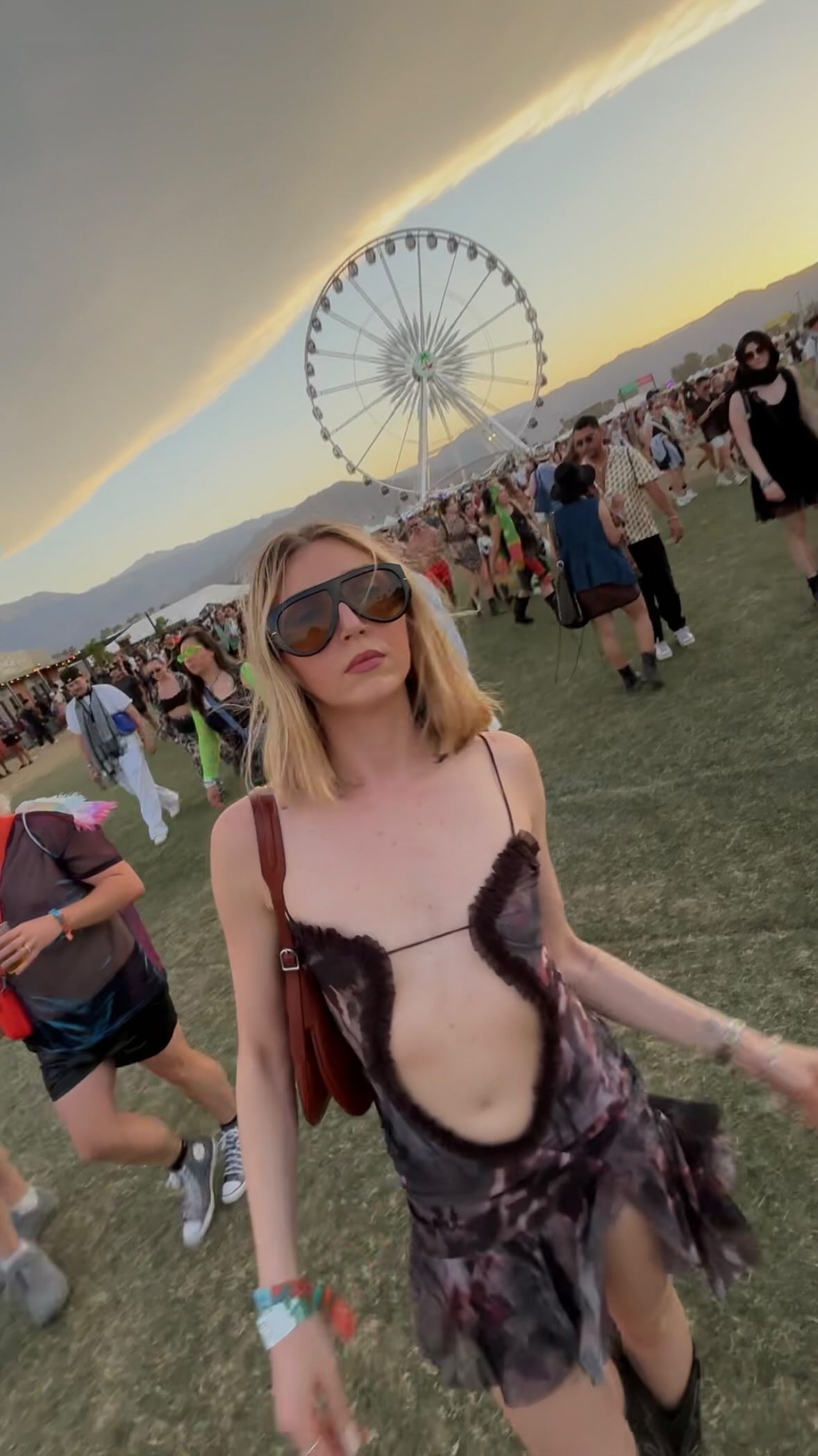 Instagram post by @lounorthcote for Jaded LDN. Caption reads: [...] inner BRAT for COACHELLA day 2 in this....