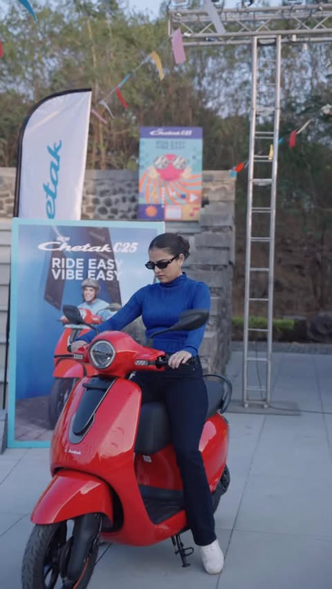 Instagram post by @awwwnchal for Chetak. Caption reads: [...] I can truly ride easy, vibe easy. #ChetakC25....