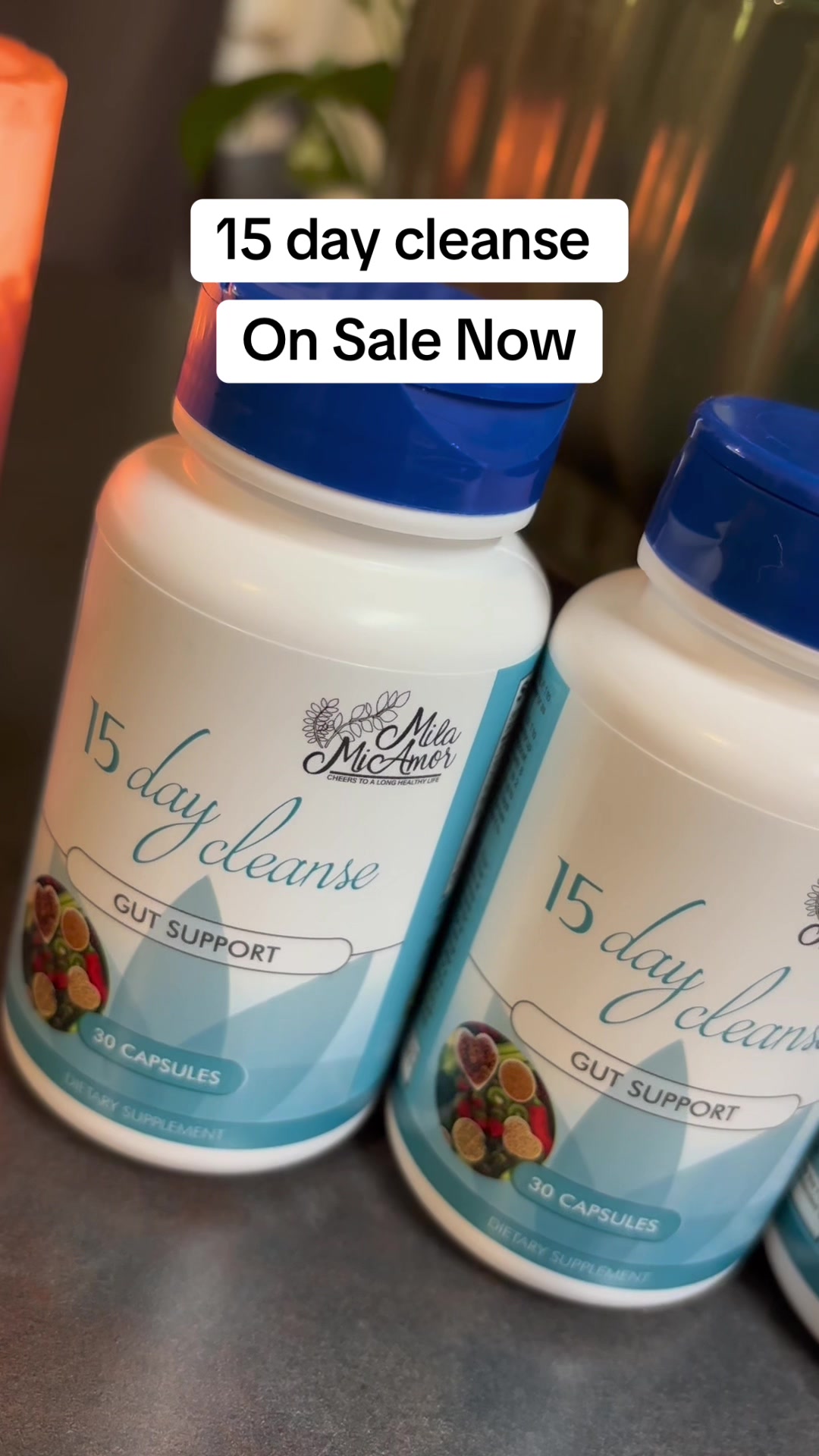 TikTok post by @jenng5447 for Mila Miamor. Caption reads: 15 day cleanse @MilaMiAmor #gutsupport #healthy....