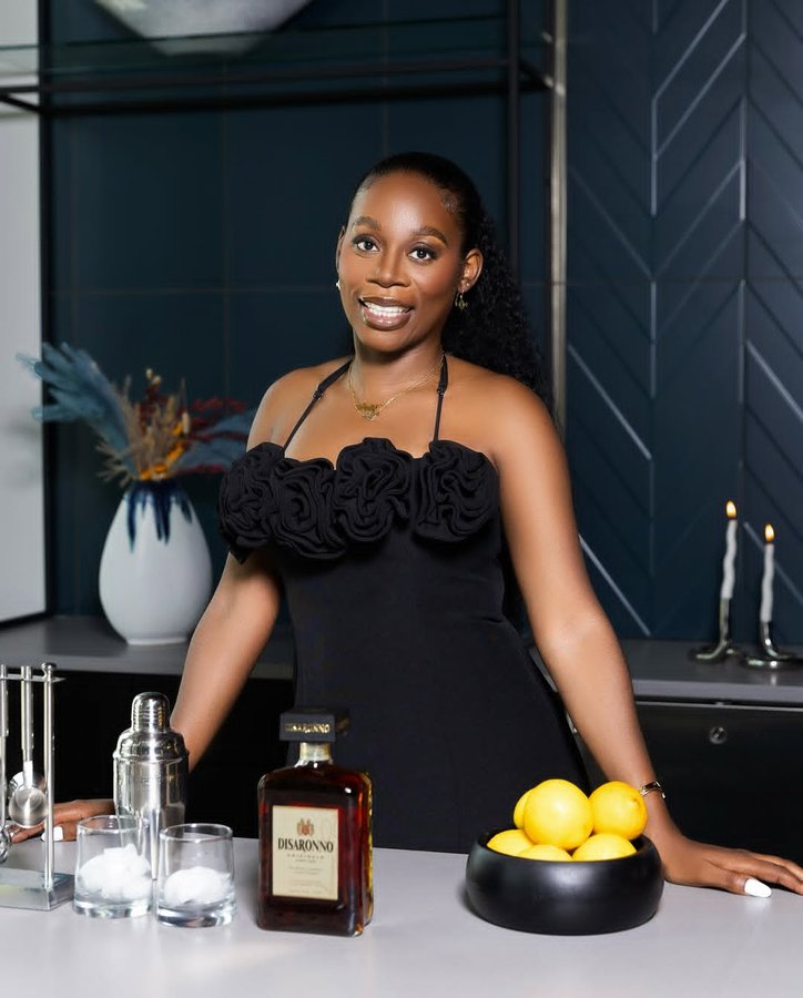 Instagram post by @yourstrulyyinka for Disaronno. Caption reads: To celebrate 500 years of @disaronno_official , I....