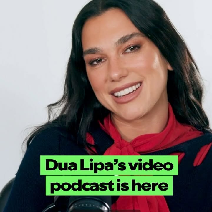 Instagram post by @service95bookclub for Spotify. Caption reads: The Service95 Book Club with Dua Lipa podcast....