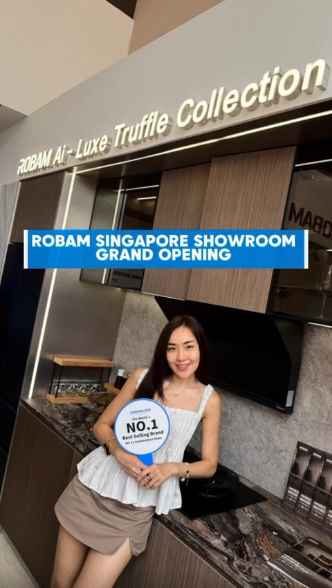 Instagram post by @ourkakis for Lobang Siah. Caption reads: Dropped by the brand-new ROBAM Singapore showroom....