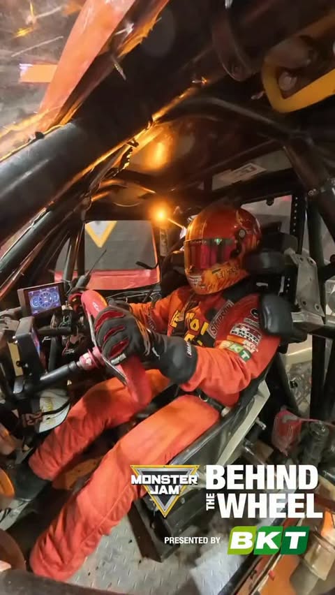Instagram post by @mj.solo for Monster Jam. Caption reads: [...] with MJ Solorio during freestyle! 🐂....