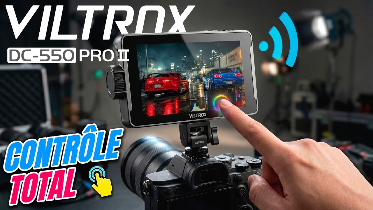 YouTube post by @GregoryF for audiio. Caption reads: VILTROX DC-550 Pro II: Your camera screen is now....