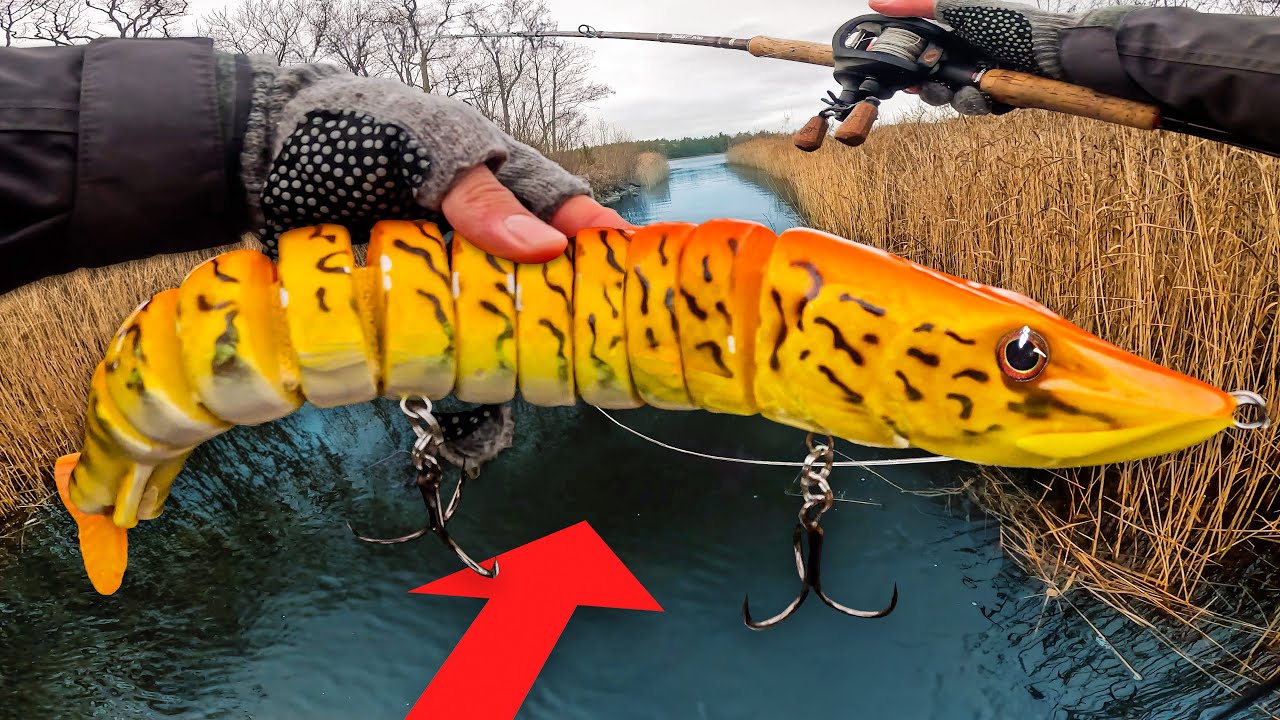 YouTube post by @Boatside for BlueBlue Fishing. Caption reads: Fishing CRAZY Swimbaits for Northern Pike... 🔥.