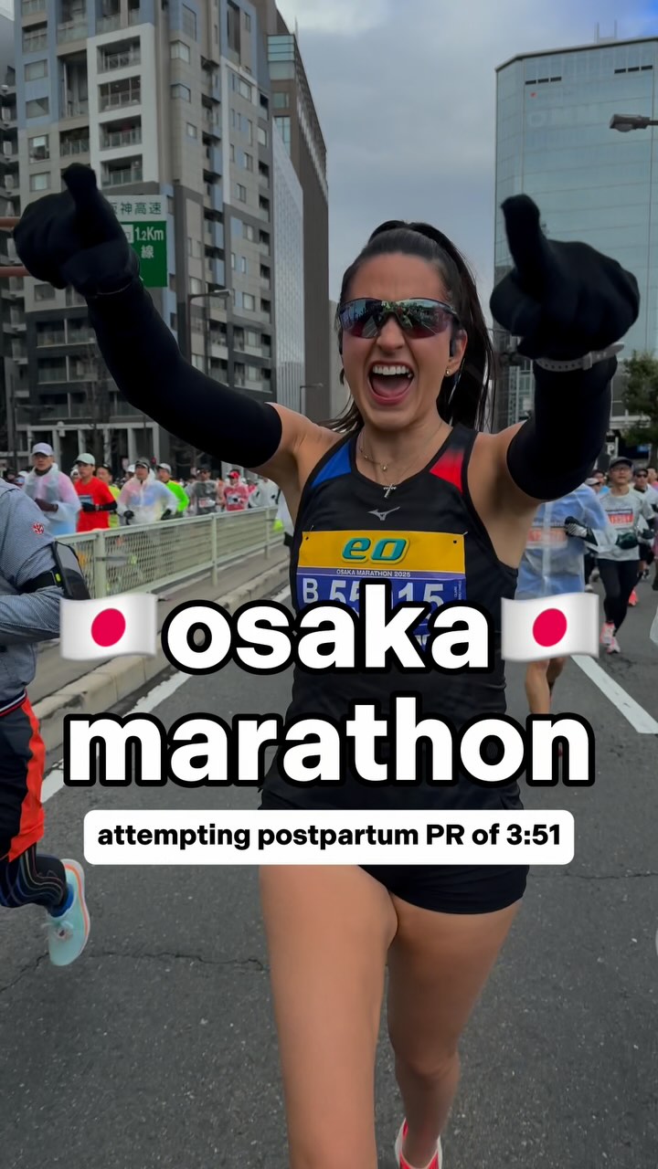 Instagram post by @trackclubbabe for Athleta. Caption reads: 🚨OSAKA MARATHON RACE RECAP!!!!!🚨

Y’all!!!! I....