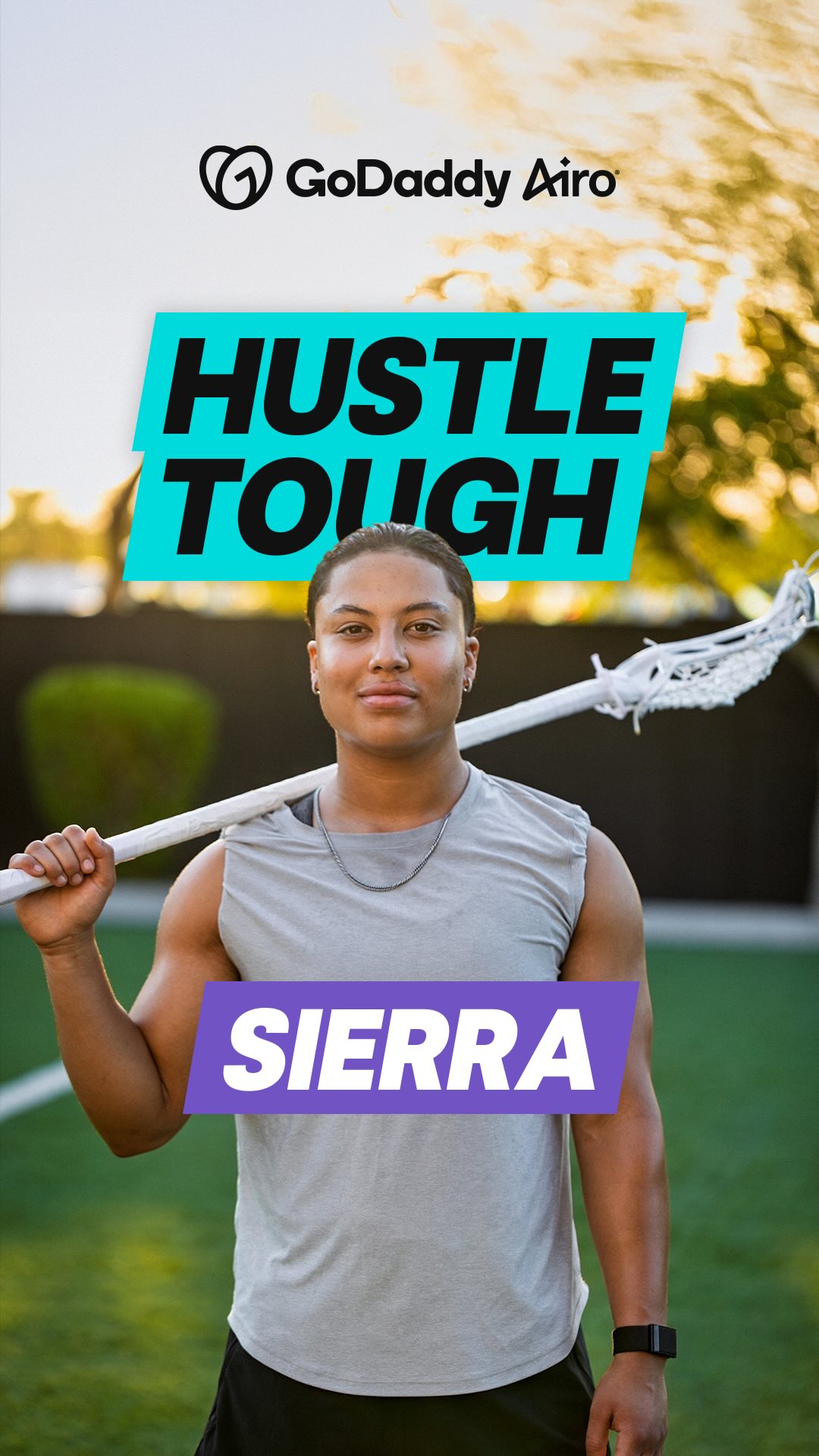 Instagram post by @_sierraryan_ for GoDaddy. Caption reads: @arizonastateuniversity student-athlete....