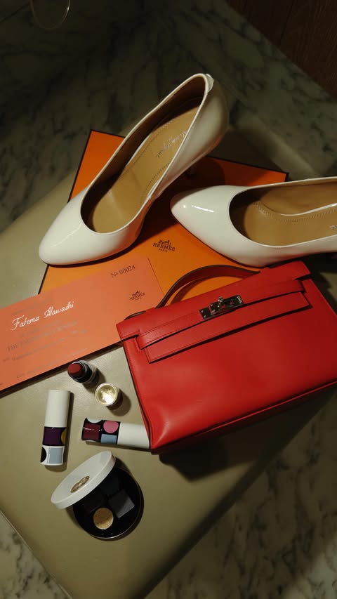 Instagram post by @justfatema for Hermès. Caption reads: Getting ready for The Faubourg Express in Dubai....