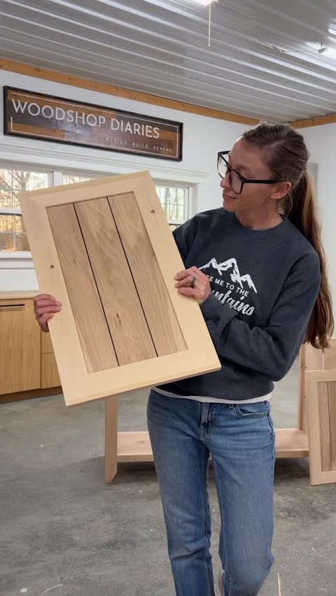 Instagram post by @woodshopdiaries for Kreg Tool. Caption reads: [...] fake shiplap to? #kregjig #kregpartner....