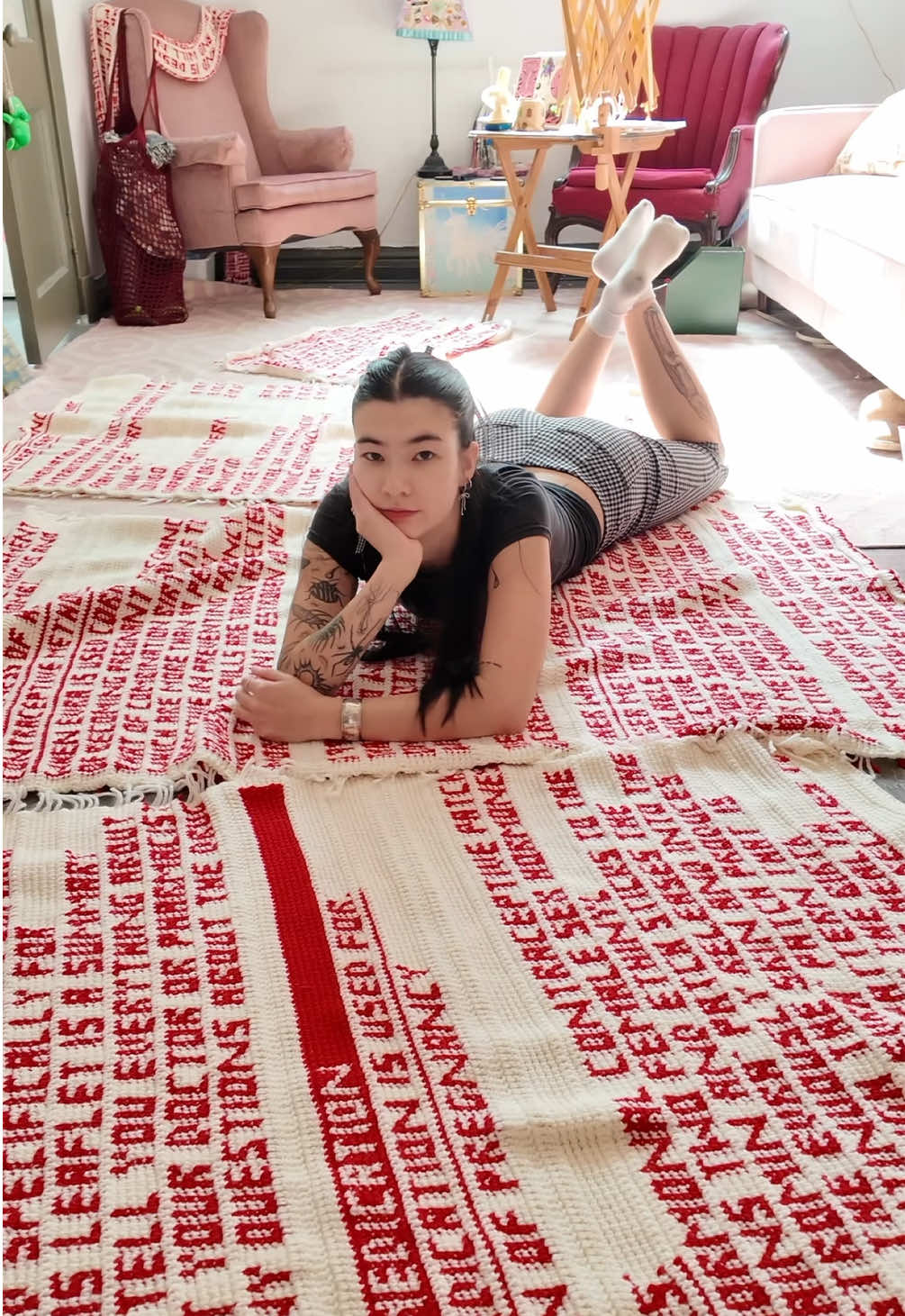 TikTok post by @alexandriamasse for Knit Picks. Caption reads: part 10 - crocheting my birth control information....