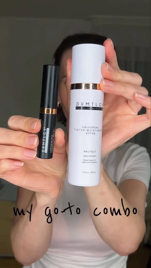 Instagram post by @olha_testerin for DRMTLGY. Caption reads: [...] skin, but better — and protected ☀️ @drmtlgy....