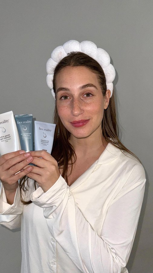 Instagram post by @amandabatula for Face Reality. Caption reads: So excited to be partnering with....