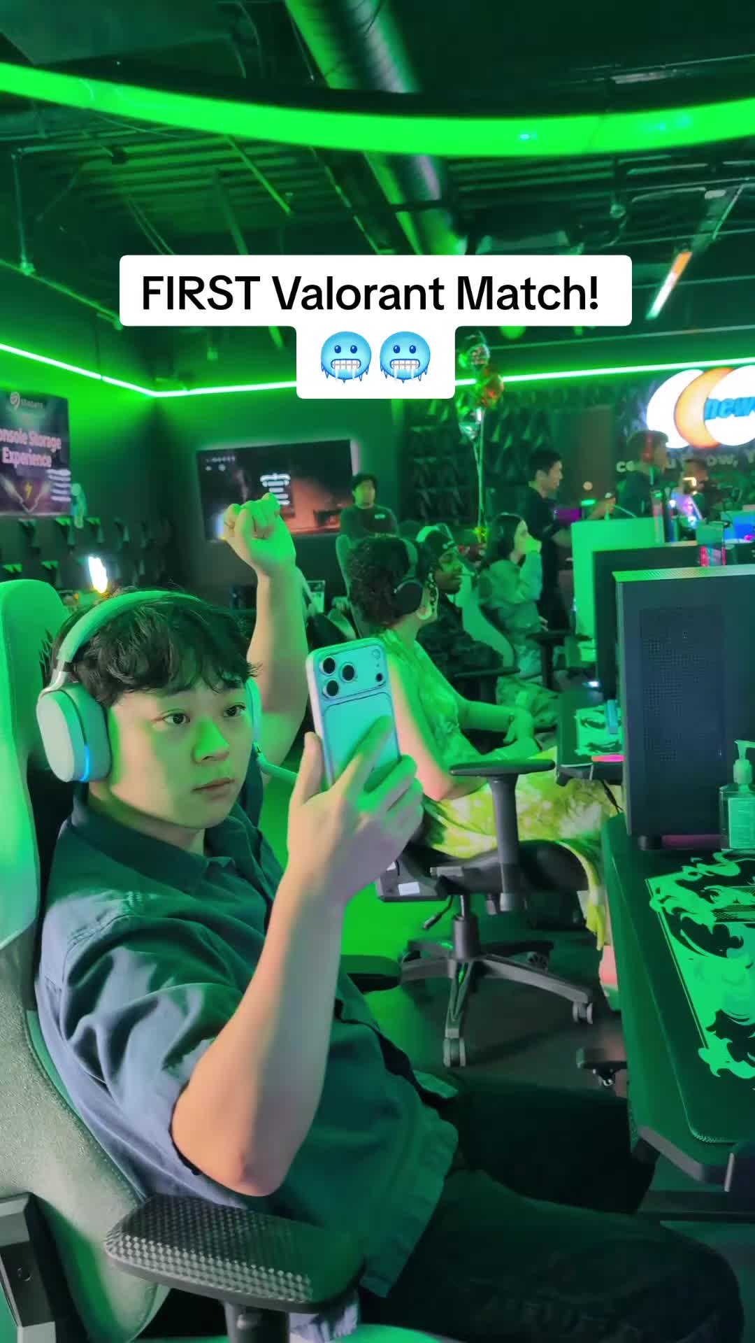 TikTok post by @8bitclosedfist for Newegg. Caption reads: [...] when you get invited to play valorant at....