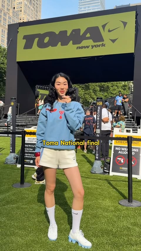 Instagram post by @yitongg.d for Nike. Caption reads: Come with me to the @nikefootball Toma National....