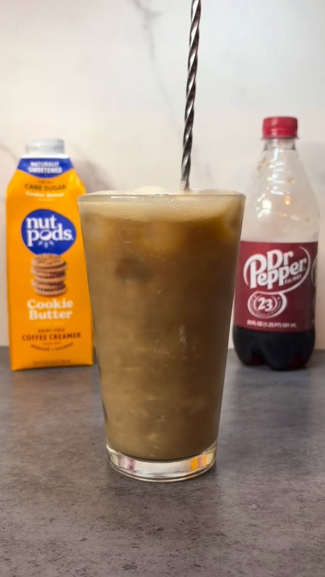 Instagram post by @katie_cooks_717 for nutpods. Caption reads: Time for another dirty soda with @nutpods & some....