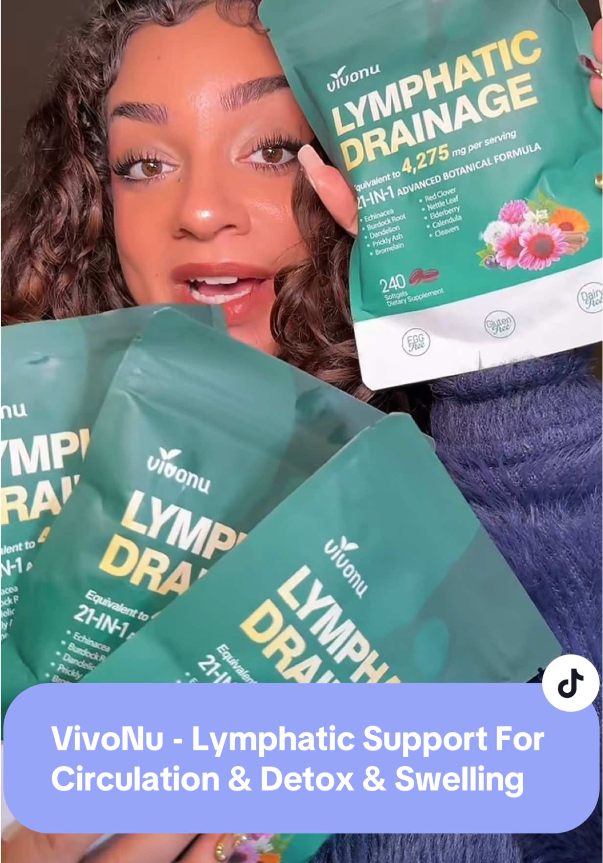 TikTok post by @leeleesfavfinds for Vivonu. Caption reads: [...] blend to my daily wellness routine 🌿✨....