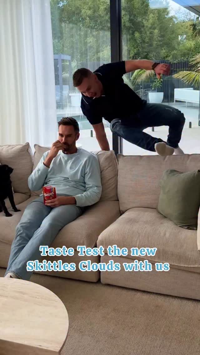 Instagram post by @lovefromyourdads for SKITTLES. Caption reads: Life as two dads and a packet of @Skittles 😂

Of....