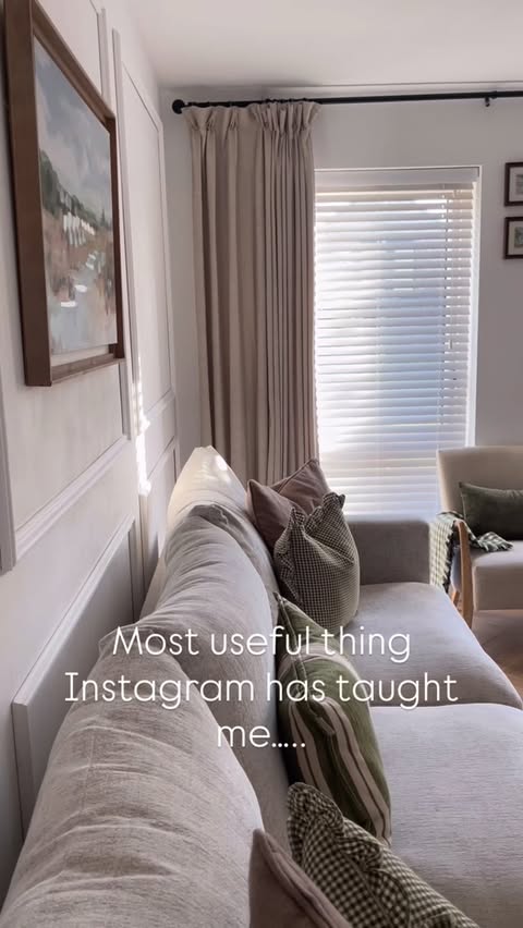 Instagram post by @laurensnihome for Twopagescurtains. Caption reads: [...] Custom curtains from @twopagescurtains 24%....