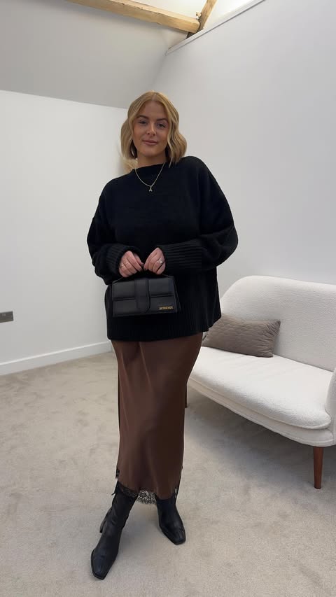 Instagram post by @elizabethdaisy for New Look. Caption reads: If you’re not wearing shape wear underneath satin....