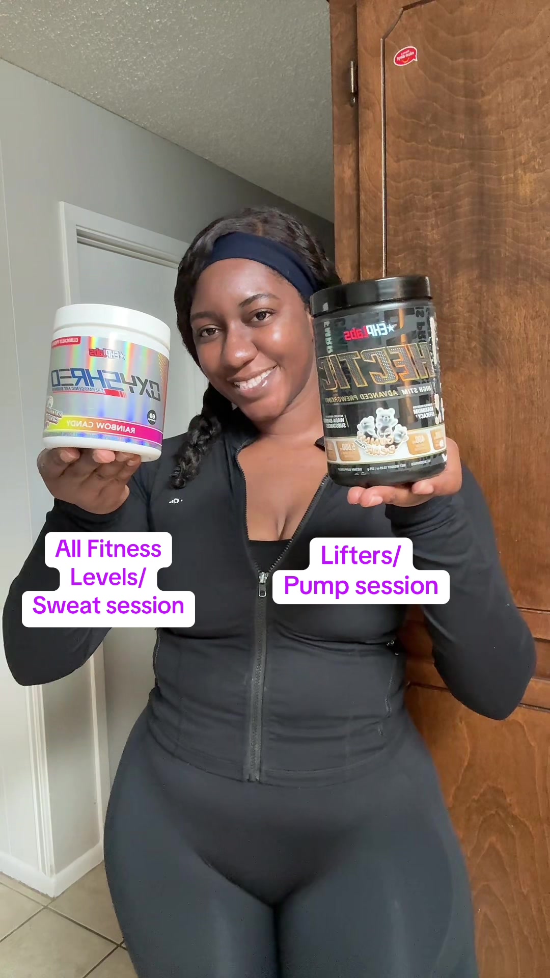 TikTok post by @summer_kayy for EHPlabs. Caption reads: Which @ehplabs preworkout are you choosing 👀....