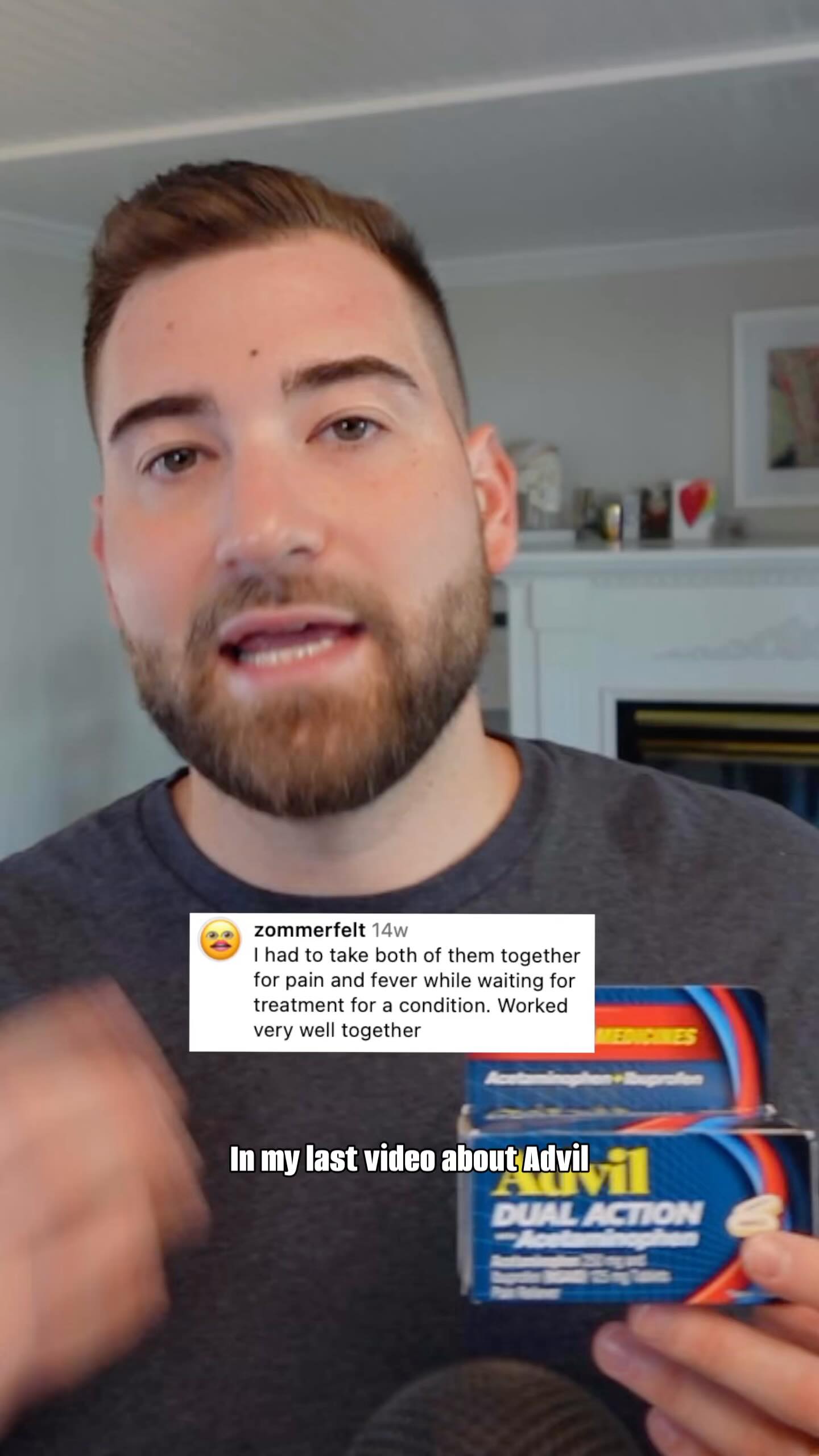 Instagram post by @dr.benrein for Advil. Caption reads: #Ad Is it true that you can use both Ibuprofen and....