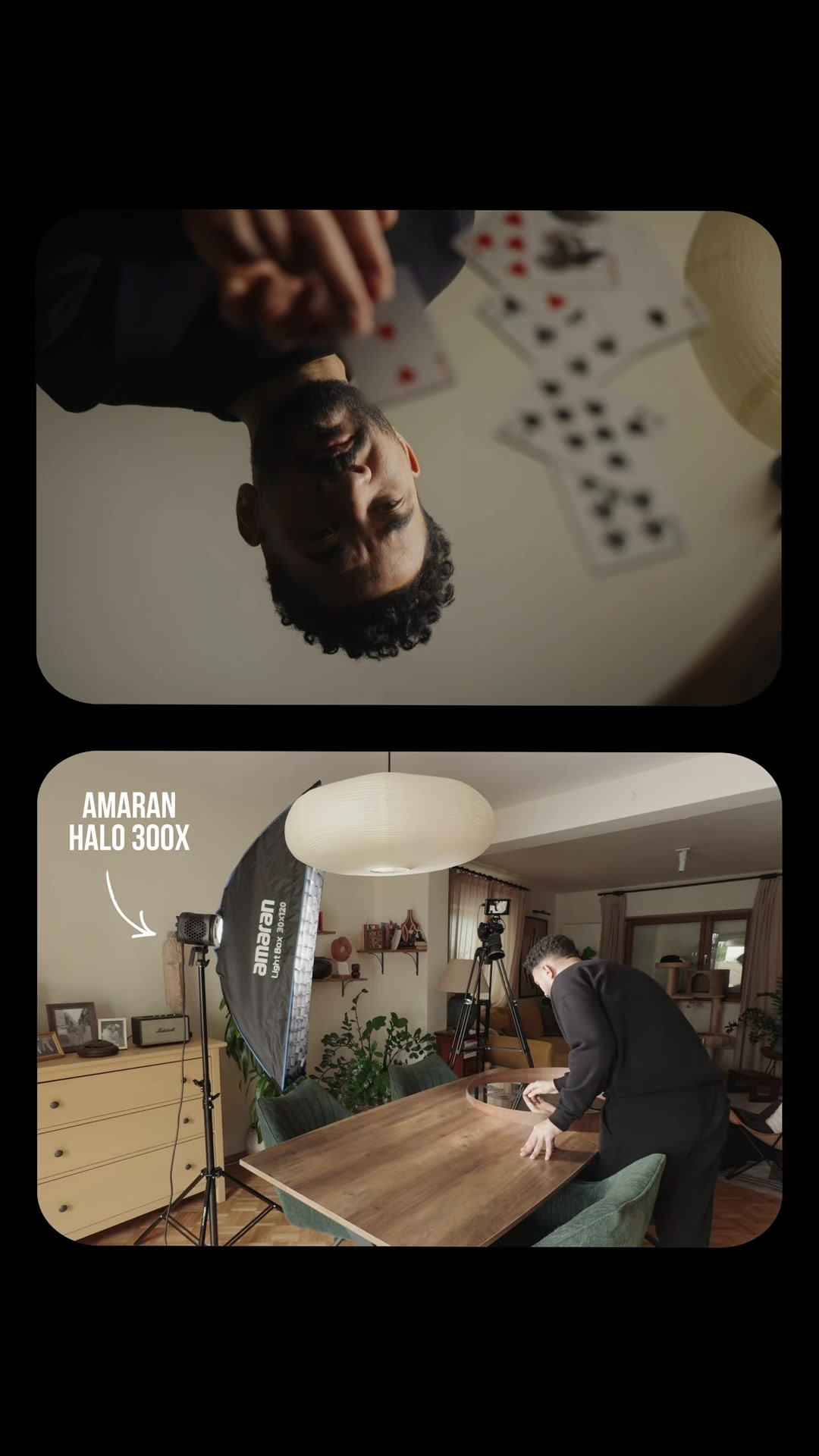 TikTok post by @fabian.videos for amaran. Caption reads: [...] with just one light with the new Amaran Halo....
