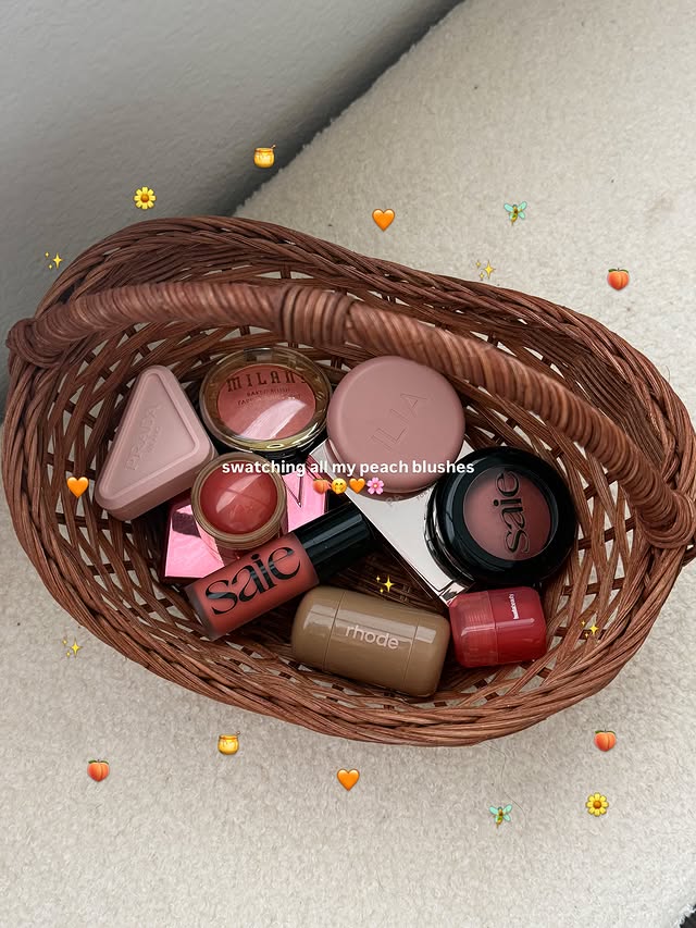 Instagram post by @coffee.and.concealers for Natasha Denona Beauty. Caption reads: summertime means it’s peach season 🍑🧺 for....