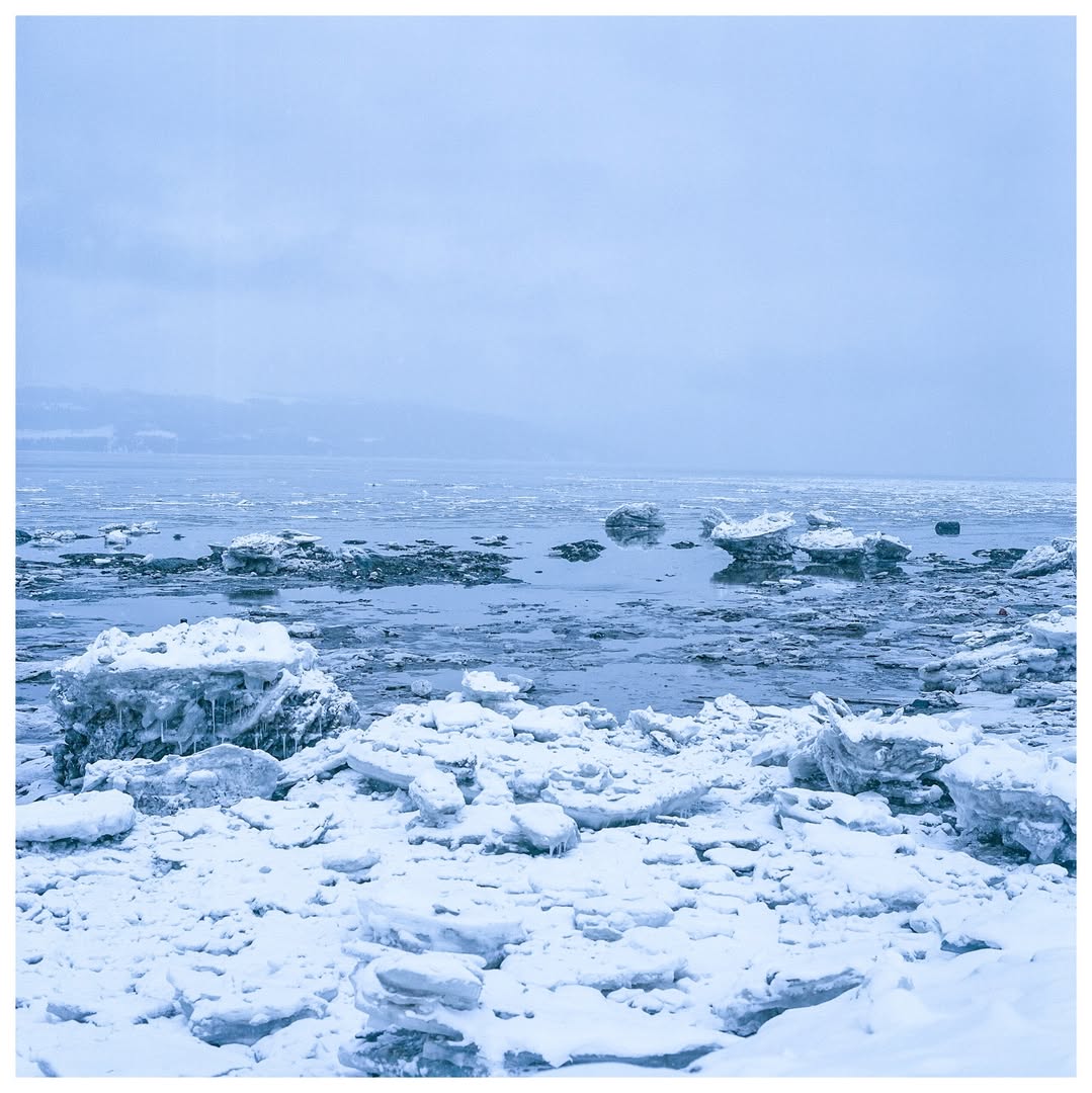 Instagram post by @filmontoast for Kodak. Caption reads: Winter ferry crossing in Quebec 
#madewithkodak....
