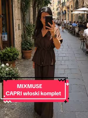 TikTok post by @edyta_jaw for Mixmuse. Caption reads: MIXMUSE CAPRI włoski komplet☕️🥐 #edyta_jaw [...].