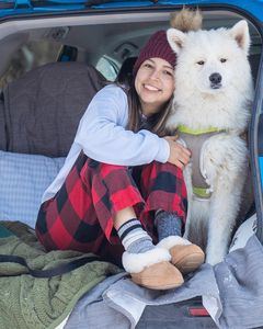 Instagram post by @samerymorastkd for Acorn. Caption reads: Snowy views with hot cocoa & my favorite....