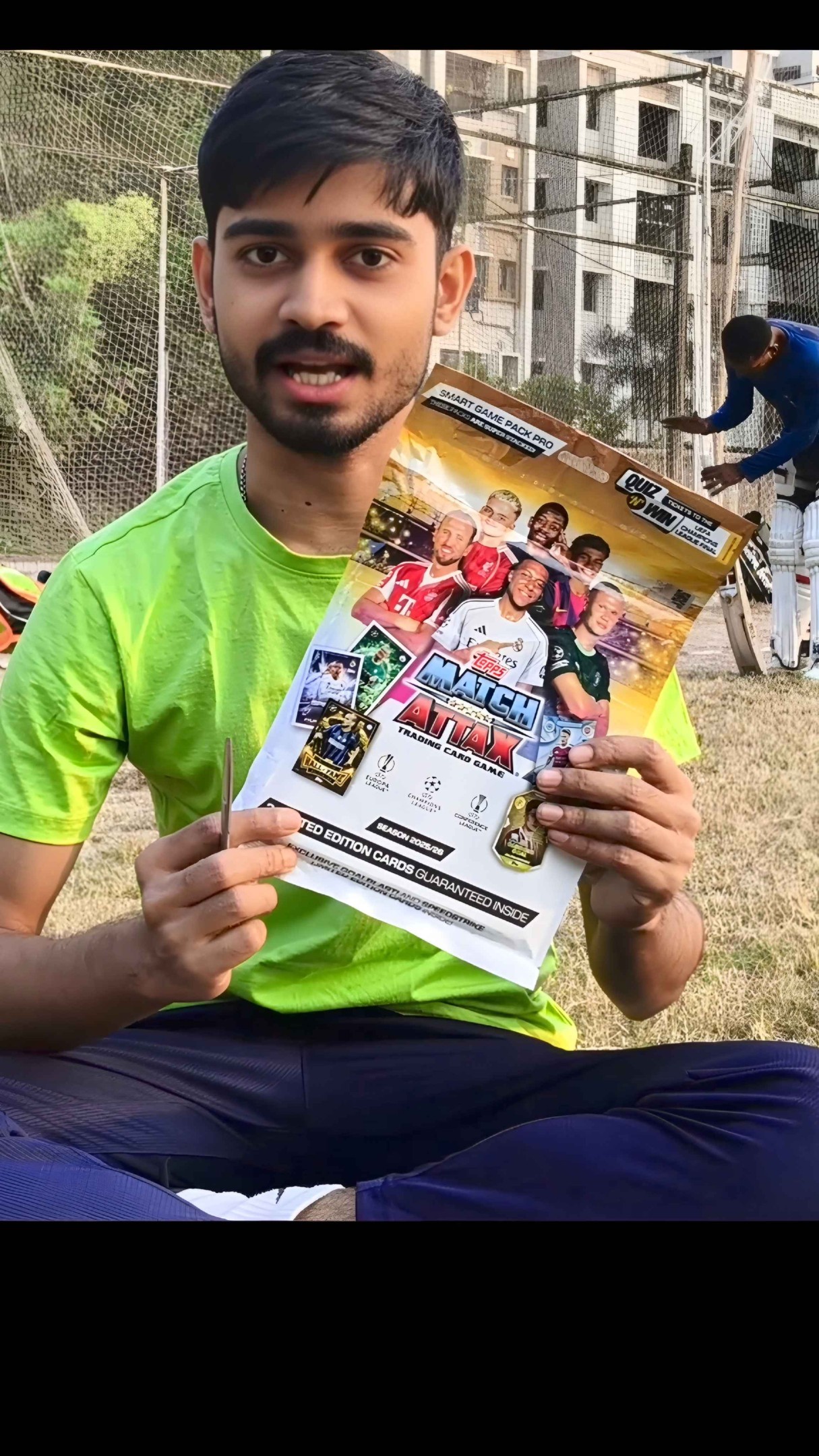 Instagram post by @de_mysterio_youtube for Topps. Caption reads: I Opened Topps Match Attack Packs in a Cricket....