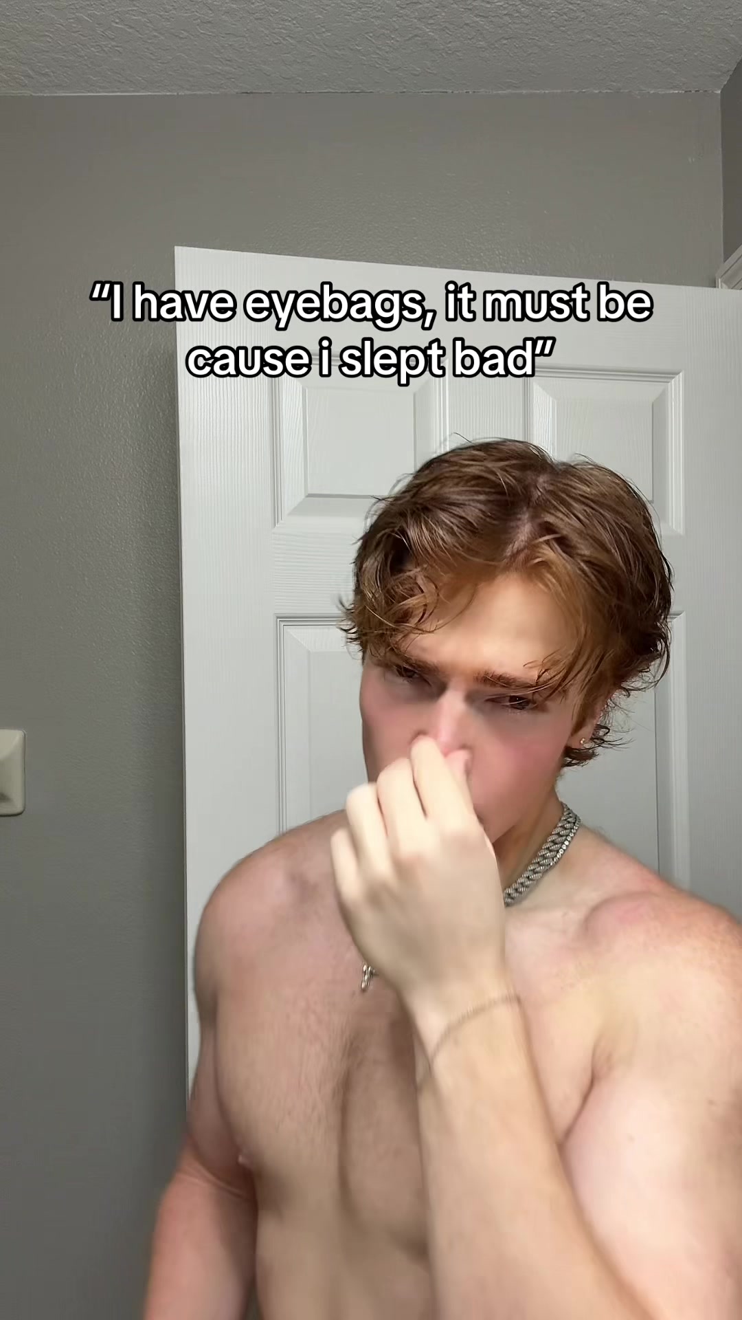 TikTok post by @trevorlarcom for Based Bodyworks. Caption reads: Eyebags arent all sleep @BASED #eyebags #fyp.