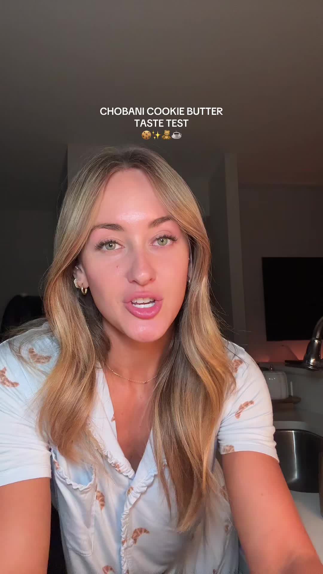 TikTok post by @morganpetersonn for Chobani. Caption reads: ILY for this @Chobani 💖💖 I think cookie butter &....